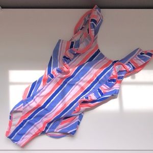 Girls Cat & Jack one piece striped swimsuit size 7/8